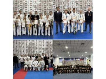 Коллаж участия спортсменов школы в первенстве и чемпионате России по киокусинкай