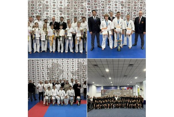 Коллаж участия спортсменов школы в первенстве и чемпионате России по киокусинкай